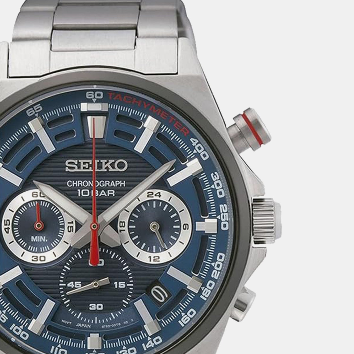 Dress Men Quartz Blue Dial Chronograph Stainless Steel Watch SSB407P1