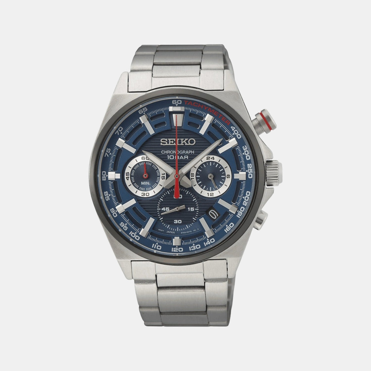 Dress Men Quartz Blue Dial Chronograph Stainless Steel Watch SSB407P1