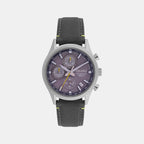 Dress Men Quartz Grey Dial Chronograph Leather Watch SSB423P1