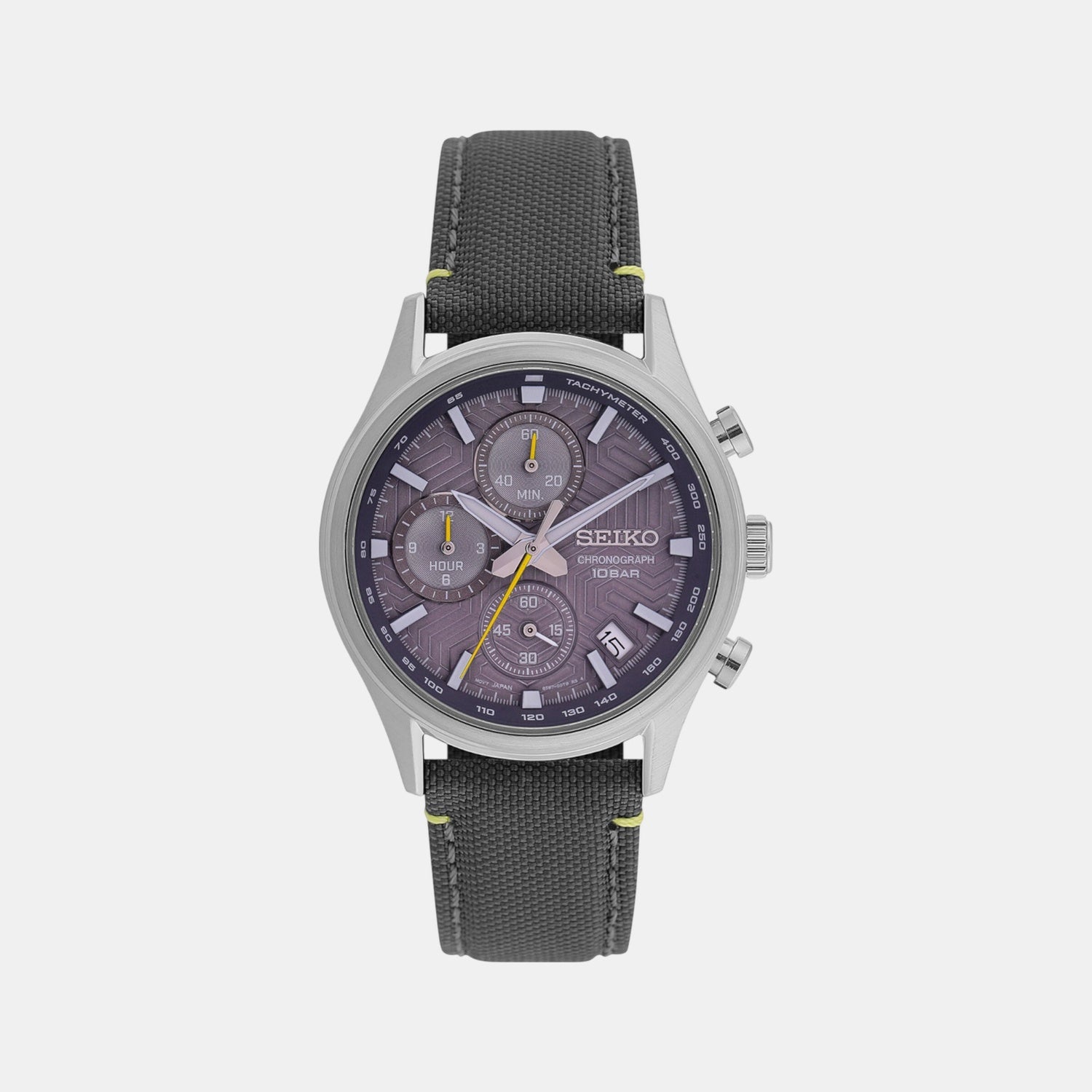 Dress Men Quartz Grey Dial Chronograph Leather Watch SSB423P1