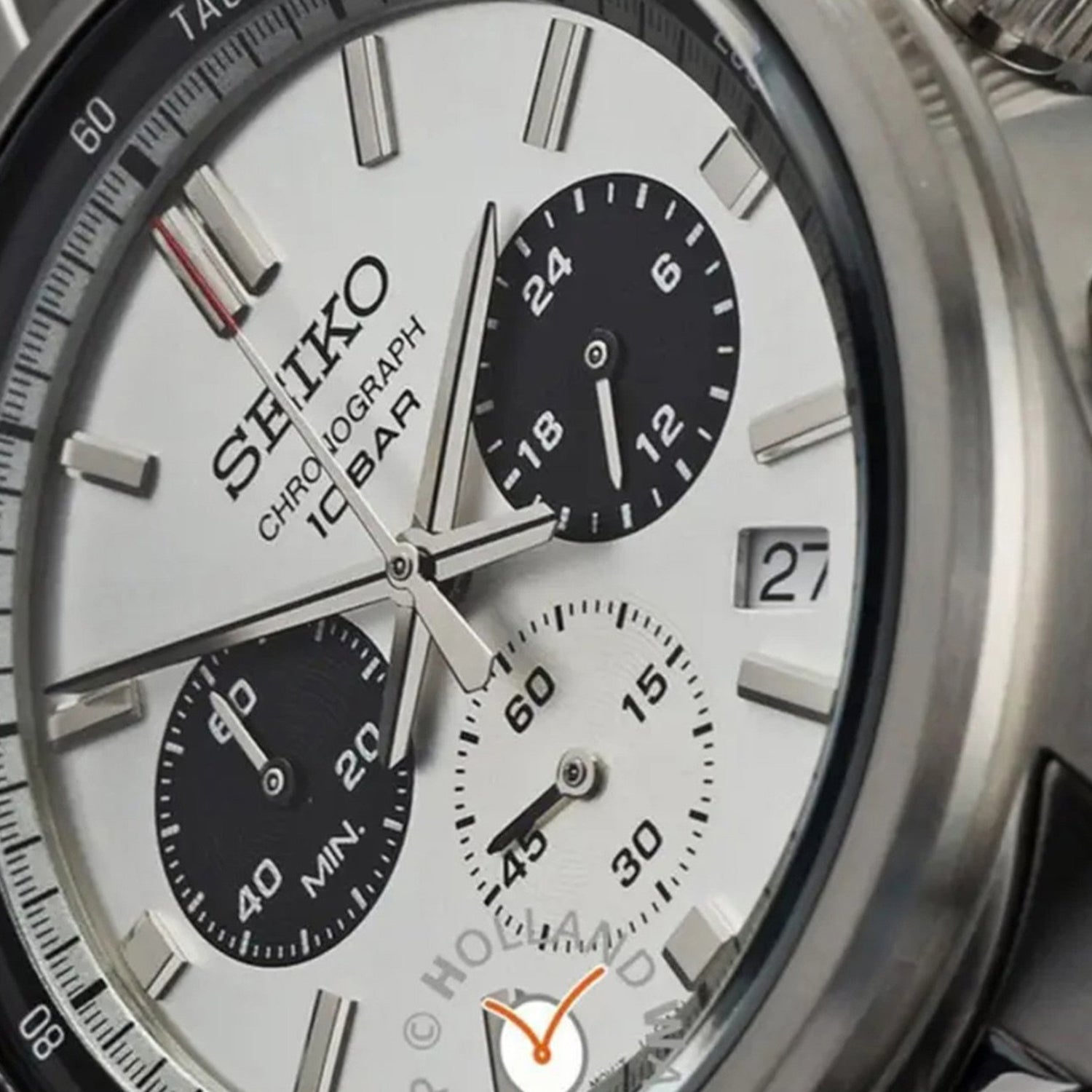 Dress Men Quartz White Dial Chronograph Stainless Steel Watch SSB425P1