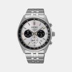 Dress Men Quartz White Dial Chronograph Stainless Steel Watch SSB425P1