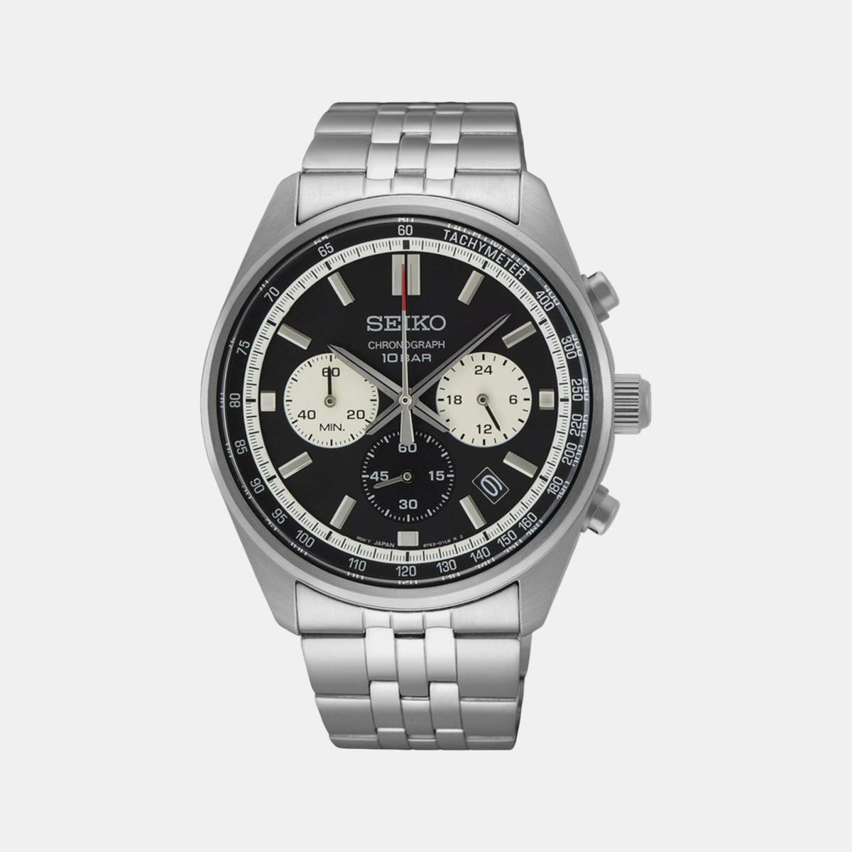 Dress Men Quartz Black Dial Chronograph Stainless Steel Watch SSB429P1