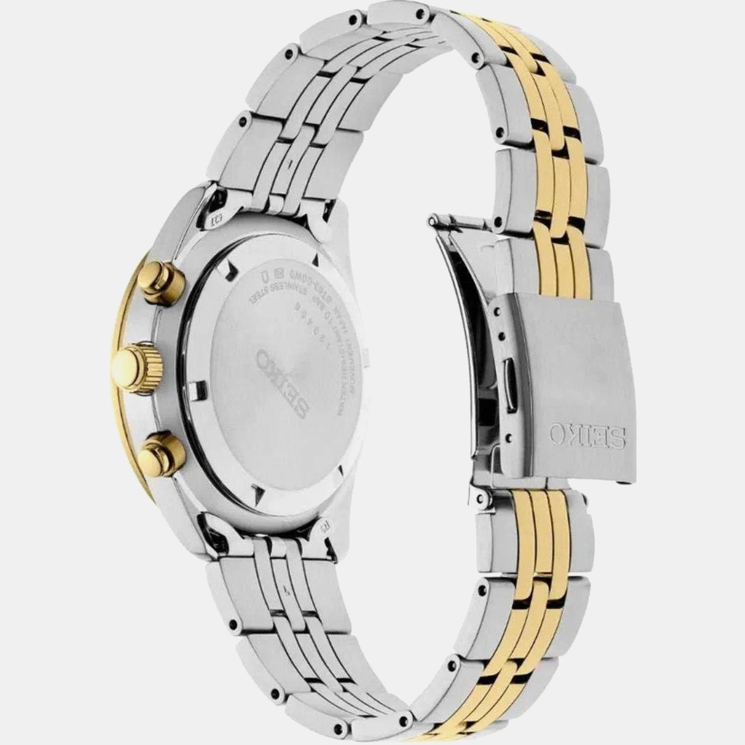 Dress Men Quartz Black Dial Chronograph Stainless Steel Watch SSB430P1