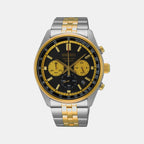 Dress Men Quartz Black Dial Chronograph Stainless Steel Watch SSB430P1