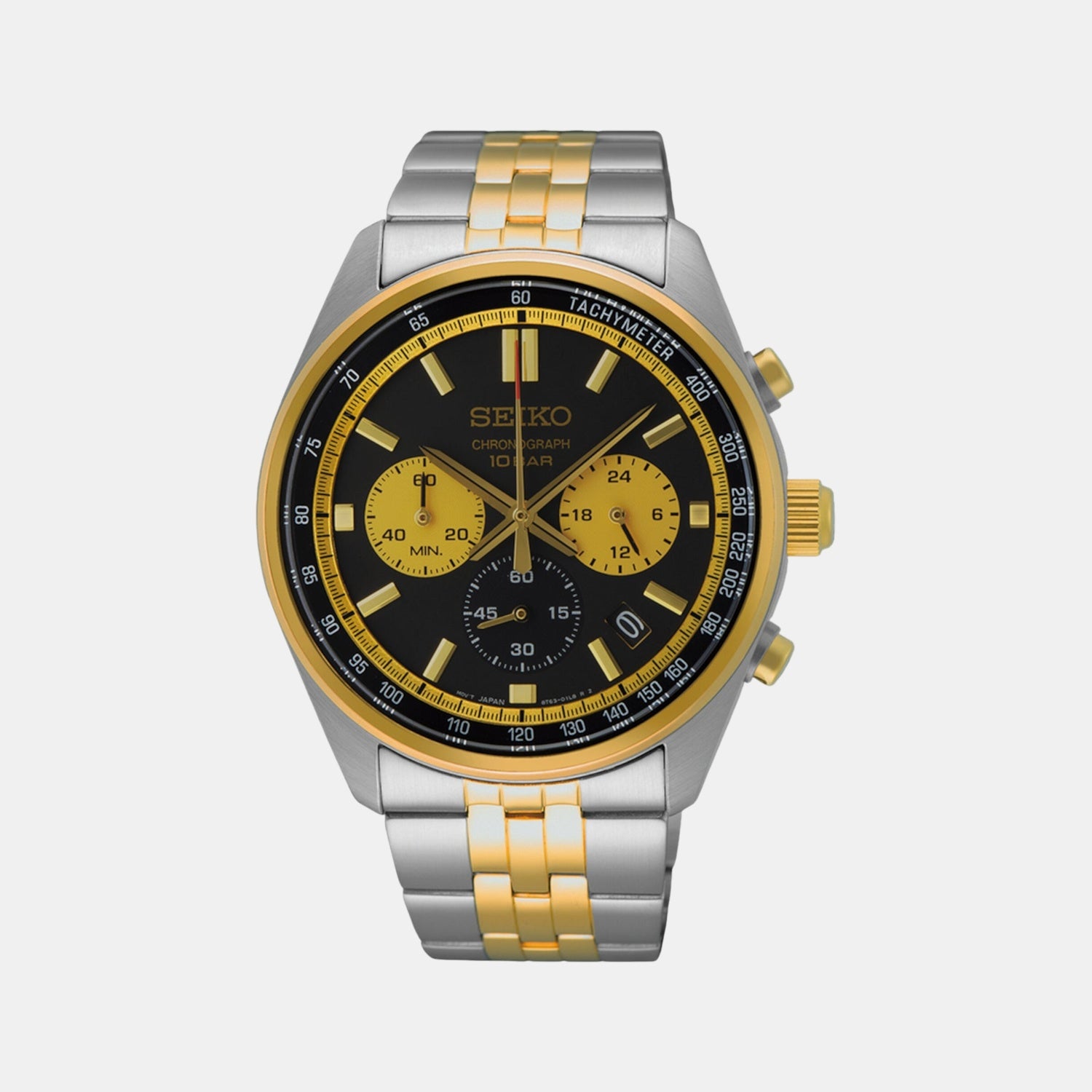 Dress Men Quartz Black Dial Chronograph Stainless Steel Watch SSB430P1