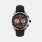 Coutura Men Quartz Red Dial Chronograph Leather Watch SSB435P9