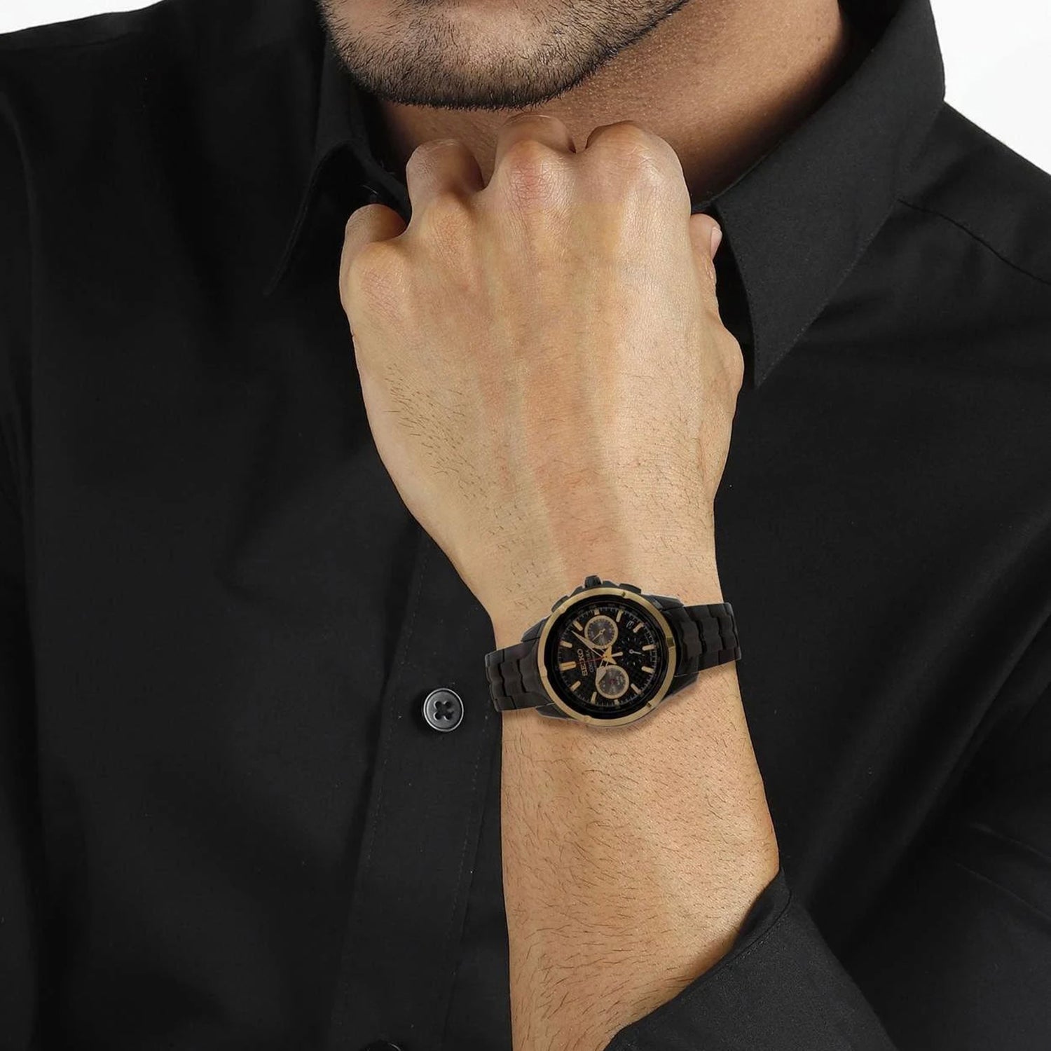 Coutura Men Quartz Black Dial Chronograph Stainless Steel Watch SSB442P1