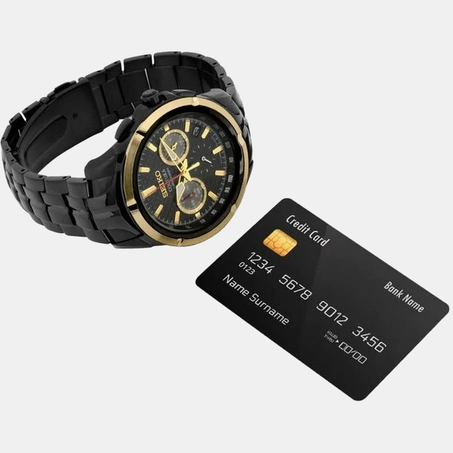 Coutura Men Quartz Black Dial Chronograph Stainless Steel Watch SSB442P1