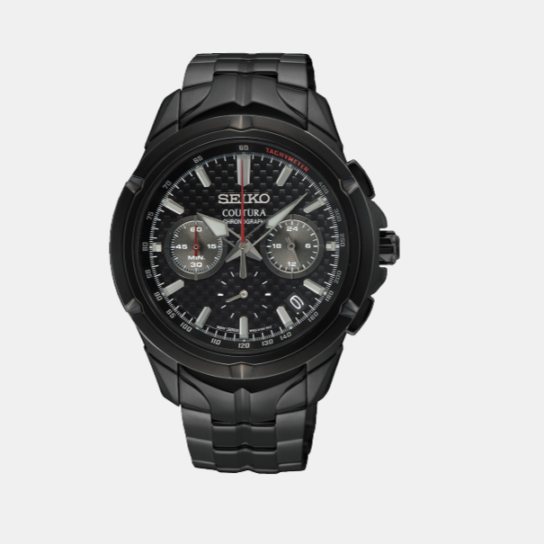 Seiko Round Black Chronograph watch
