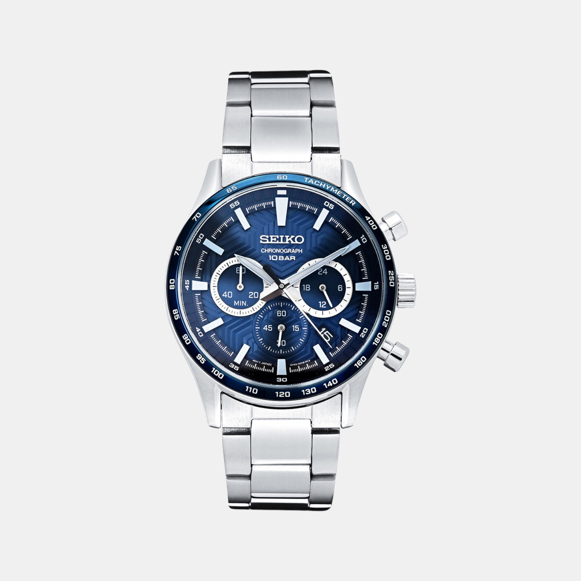 Seiko Round Blue Chronograph watch