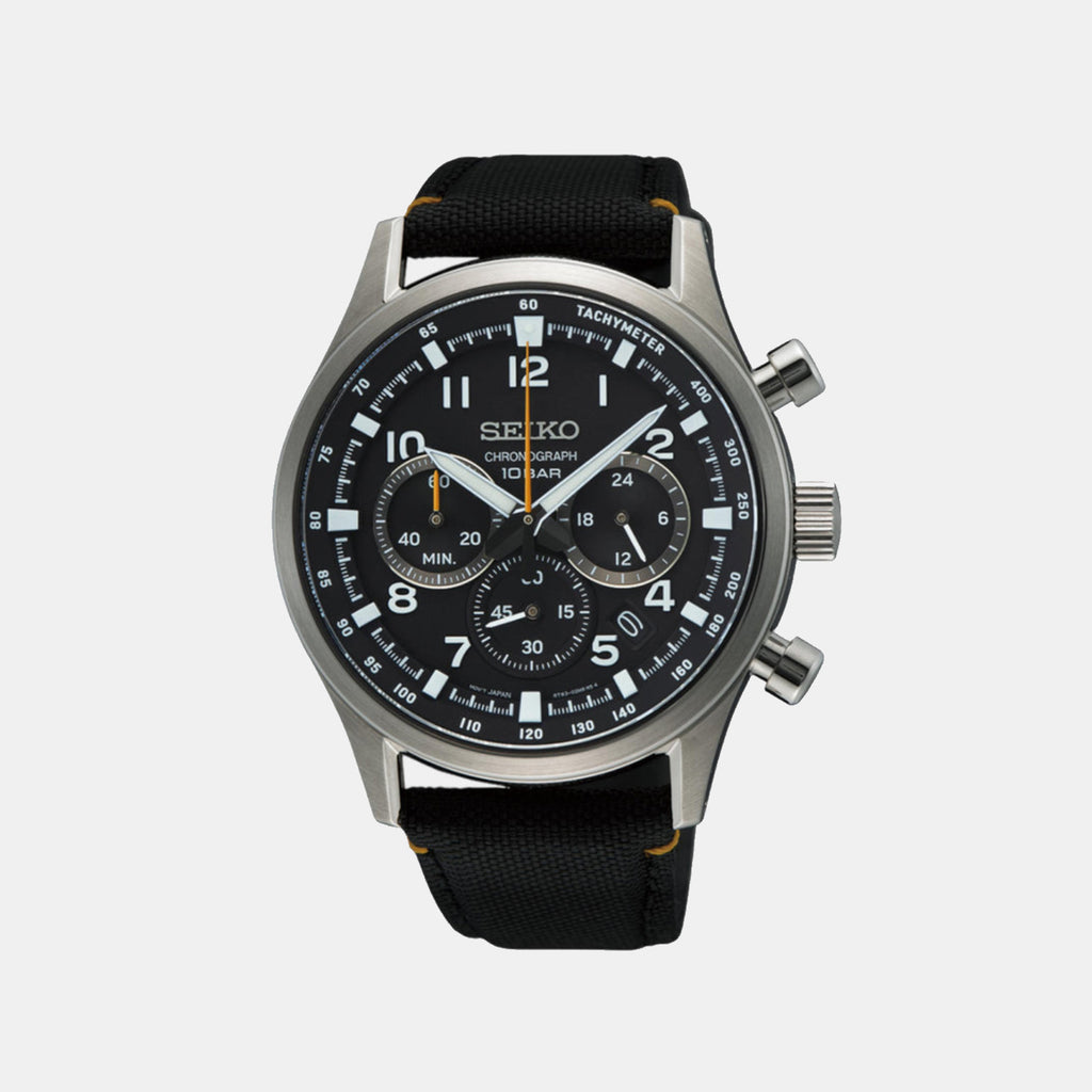Seiko Round Black Chronograph watch