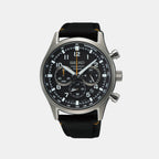 Seiko Round Black Chronograph watch