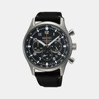 Dress Men Quartz Black Dial Chronograph Nylon Watch SSB449P1