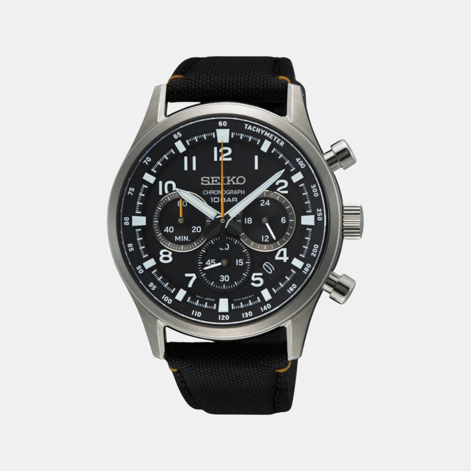 Dress Men Quartz Black Dial Chronograph Nylon Watch SSB449P1