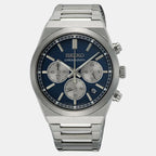 Dress Men Quartz Blue Dial Chronograph Stainless Steel Watch SSB453P1