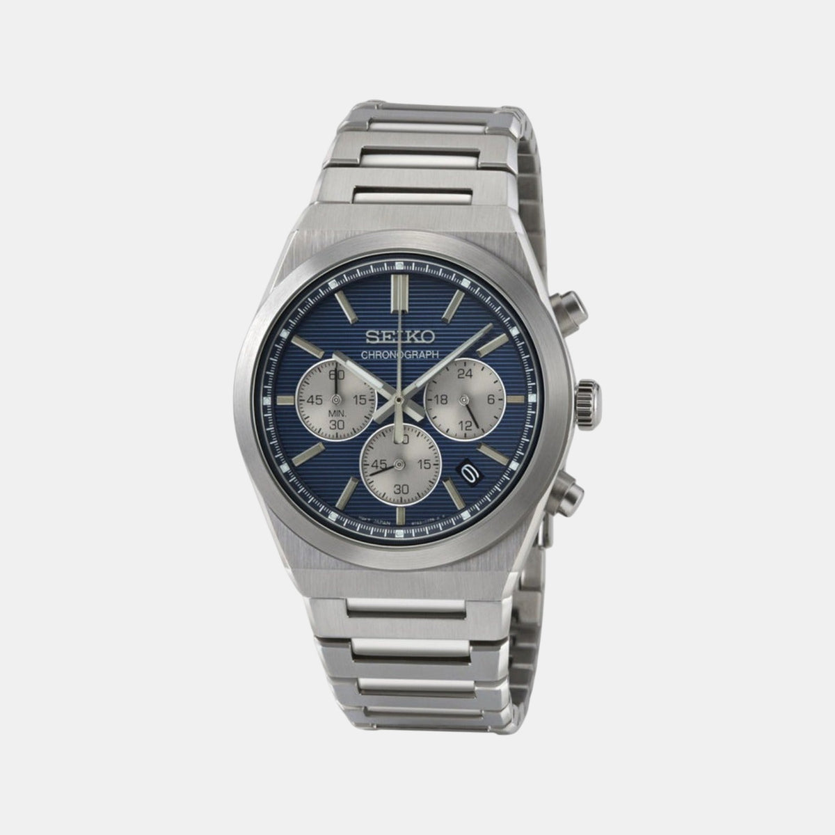 Dress Men Quartz Blue Dial Chronograph Stainless Steel Watch SSB453P1