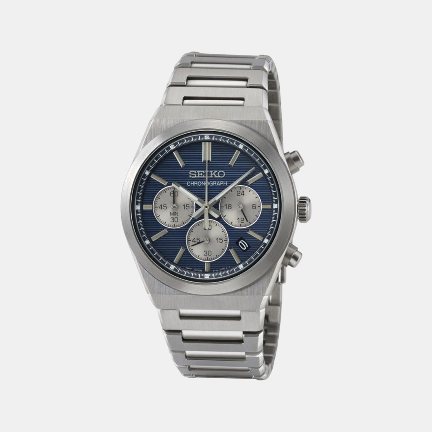 Dress Men Quartz Blue Dial Chronograph Stainless Steel Watch SSB453P1