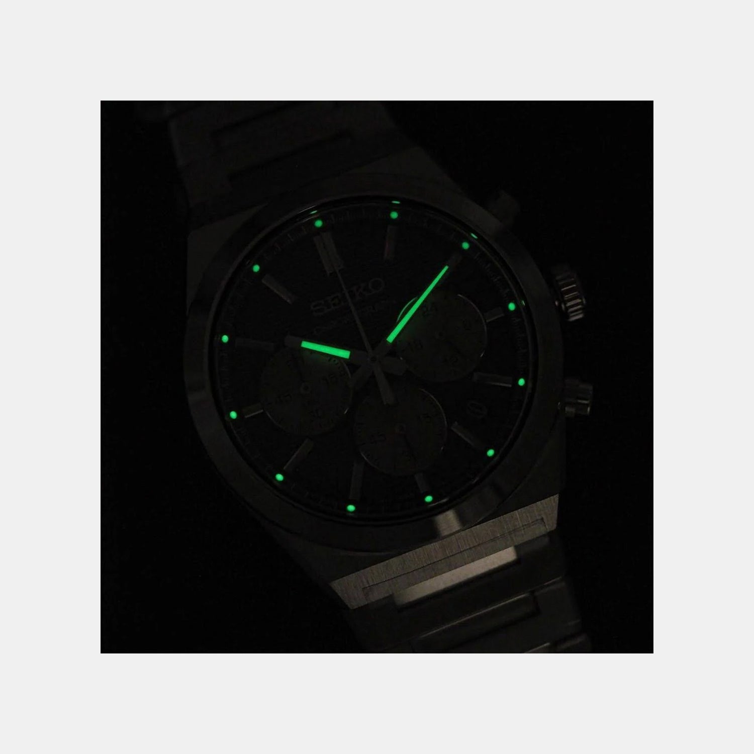 Dress Men Quartz Grey Dial Chronograph Stainless Steel Watch SSB455P1