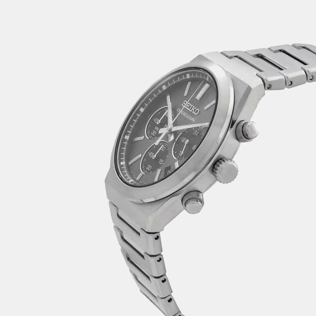 Dress Men Quartz Grey Dial Chronograph Stainless Steel Watch SSB455P1