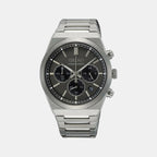 Dress Men Quartz Grey Dial Chronograph Stainless Steel Watch SSB455P1
