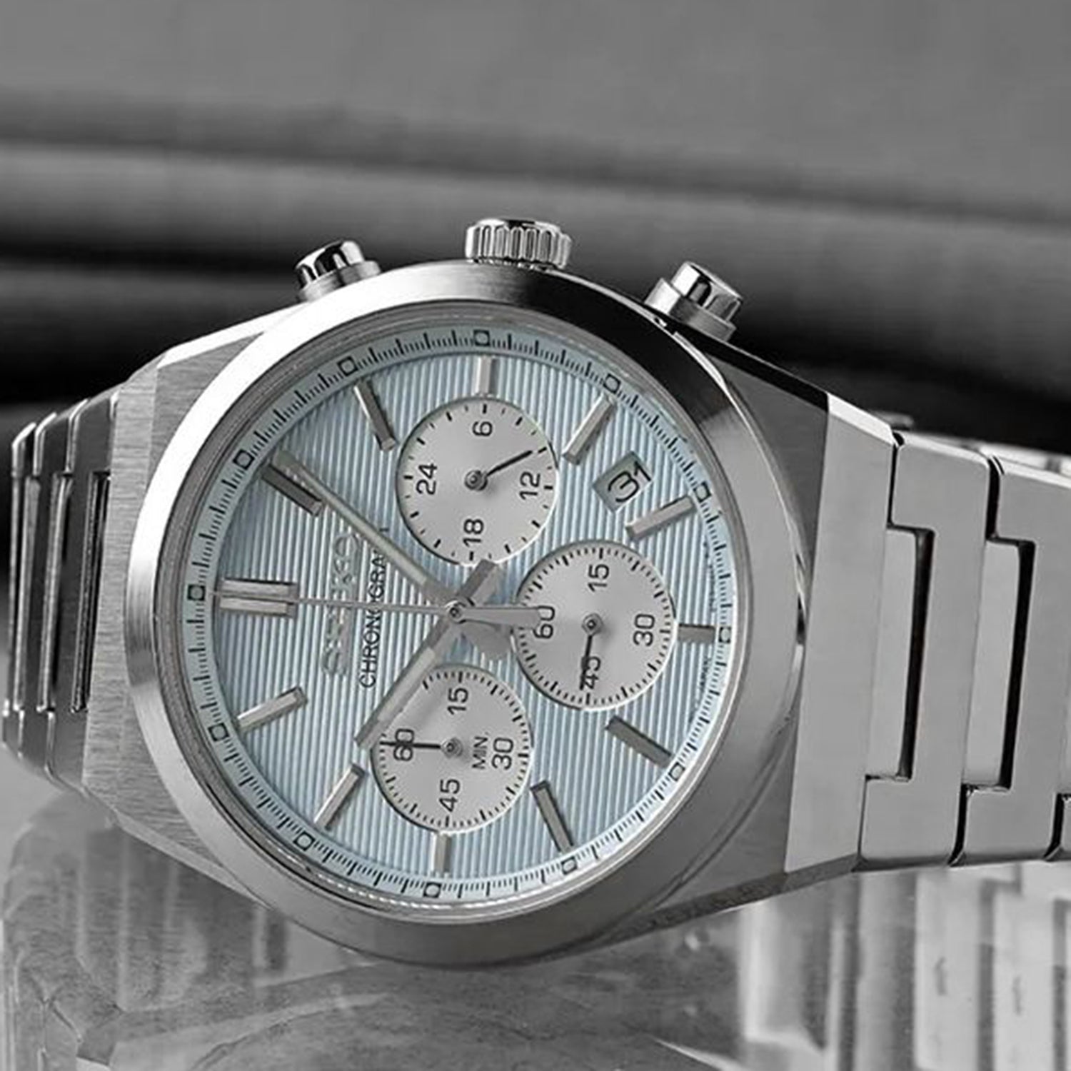 Conceptual Men Quartz Blue Dial Chronograph Stainless Steel Watch SSB459P1