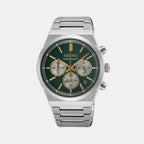 Sport Men Quartz Green Dial Chronograph Stainless Steel Watch SSB461P1