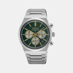 Sport Men Quartz Green Dial Chronograph Stainless Steel Watch SSB461P1