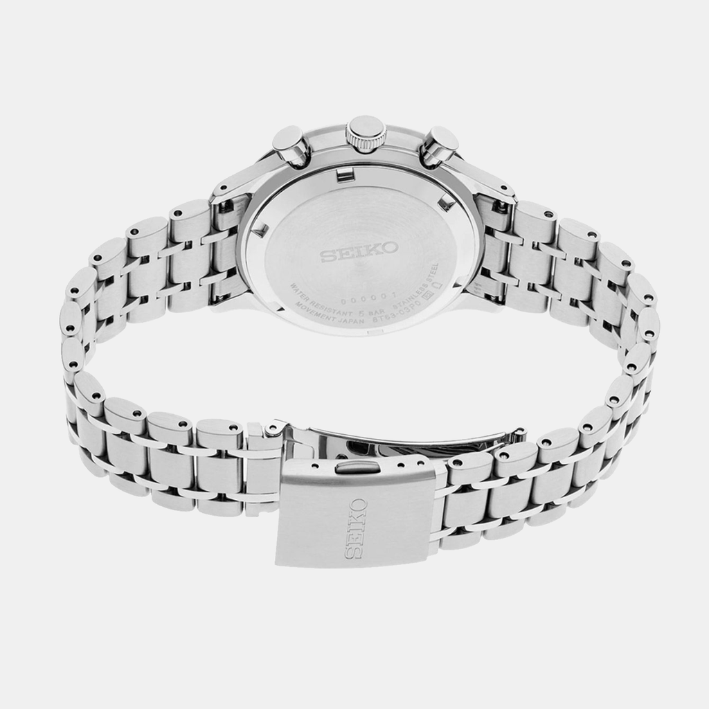 Men Quartz Black Dial Chronograph Stainless Steel Watch SSB479P1