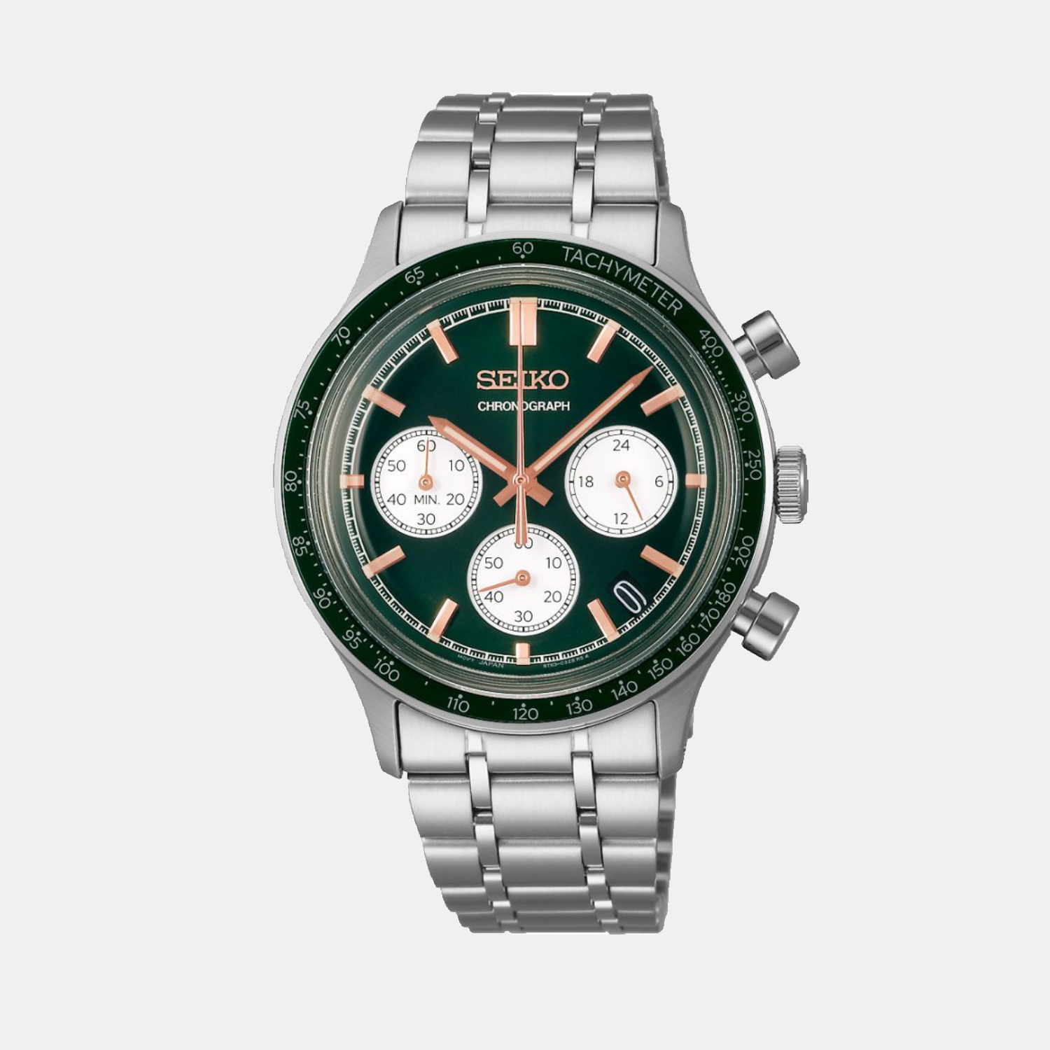 Men Quartz Green Dial Chronograph Stainless Steel Watch SSB481P1