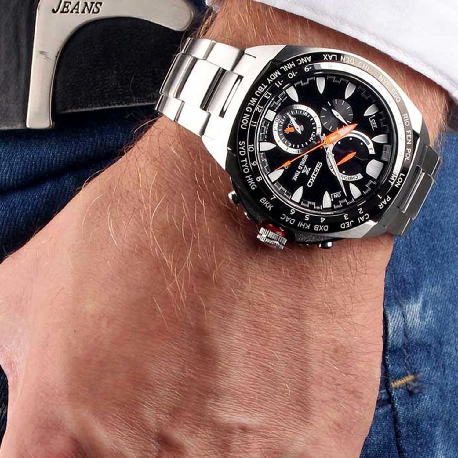 Prospex Men Solar Black Dial Chronograph Stainless Steel Watch SSC487P1