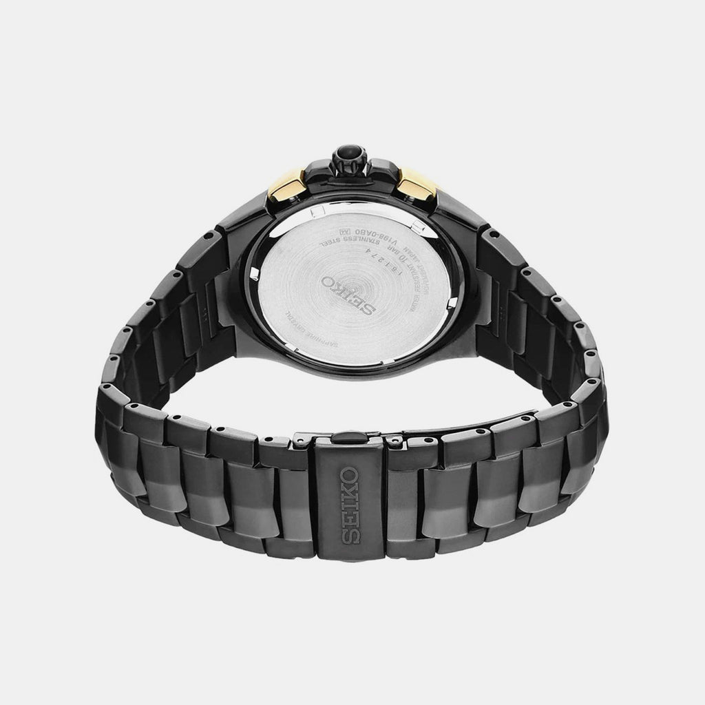 Coutura Men Solar Black Dial Chronograph Stainless Steel Watch SSC573P1