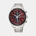 Macchina Sportiva Solar Men Red Dial Chronograph Stainless Steel Watch SSC771P1