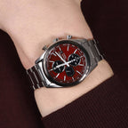 Macchina Sportiva Solar Watch Men Solar Red Dial Chronograph Stainless Steel Watch SSC771P1