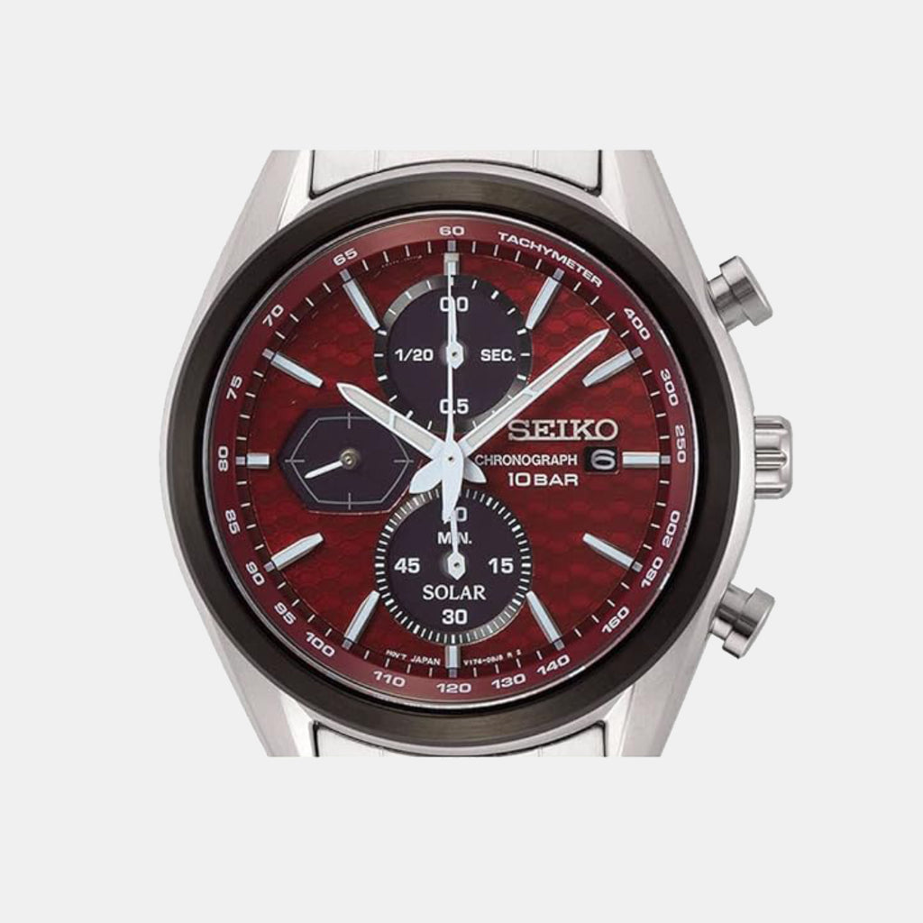 Macchina Sportiva Solar Men Red Dial Chronograph Stainless Steel Watch SSC771P1