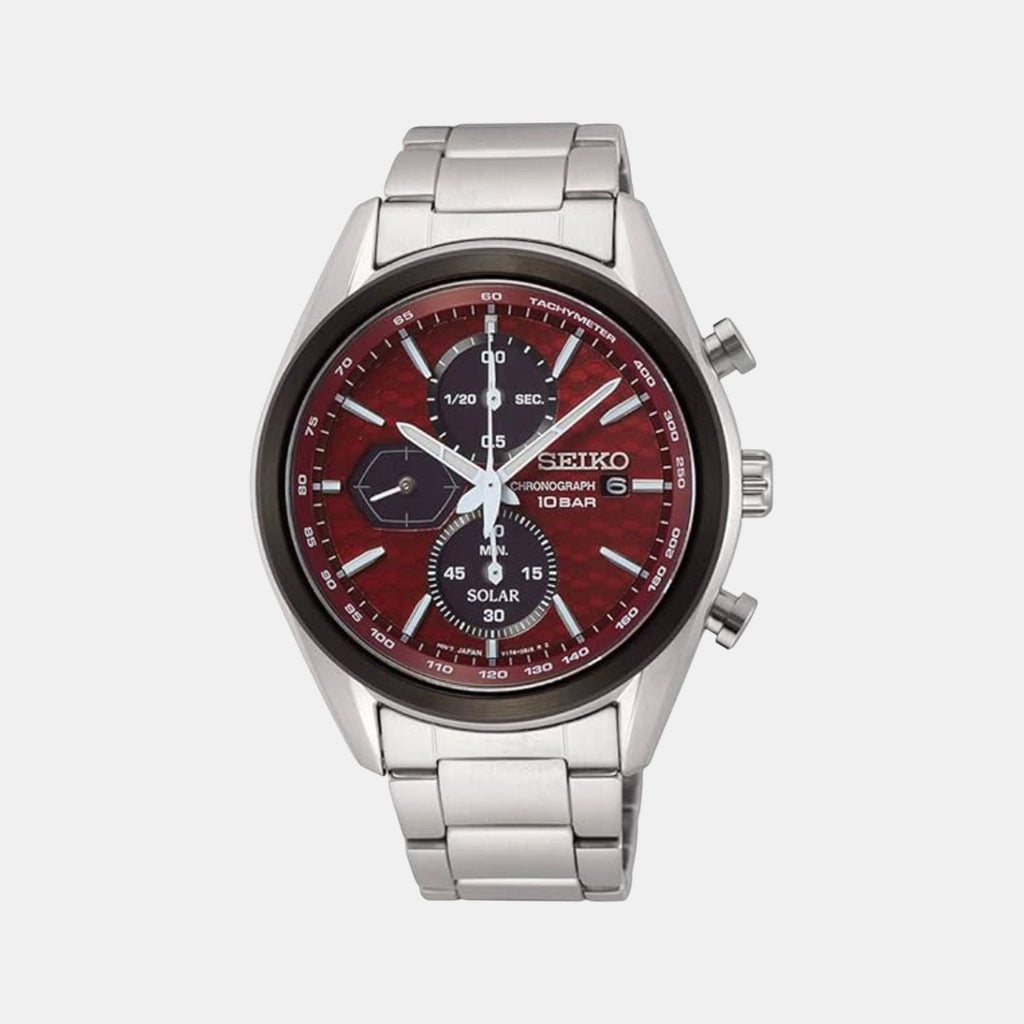 Macchina Sportiva Solar Men Red Dial Chronograph Stainless Steel Watch SSC771P1