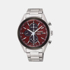 Macchina Sportiva Solar Men Red Dial Chronograph Stainless Steel Watch SSC771P1