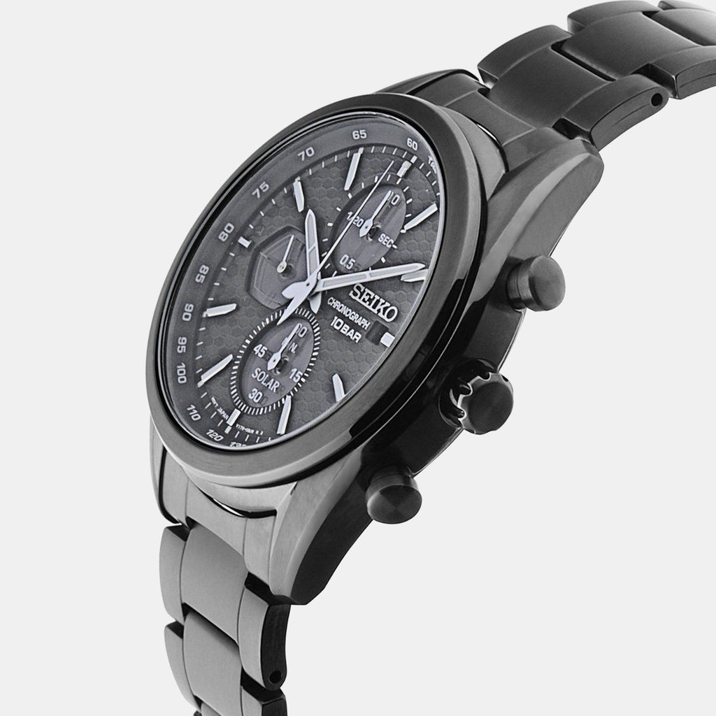 Macchina Sportiva Men Solar Black Dial Chronograph Stainless Steel Watch SSC773P1