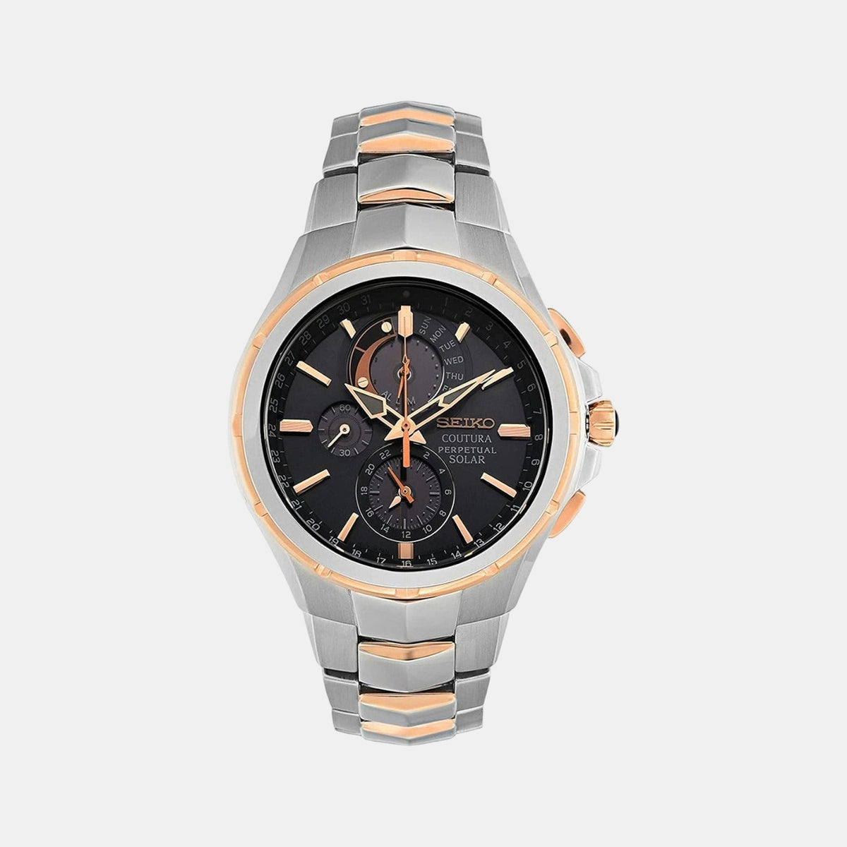 Coutura Men Solar Black Dial Analog Stainless Steel Watch SSC788P9