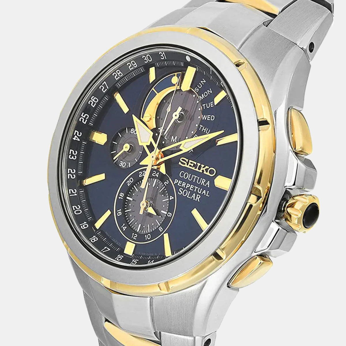 Coutura Men Solar Blue Dial Chronograph Stainless Steel Watch SSC798P1