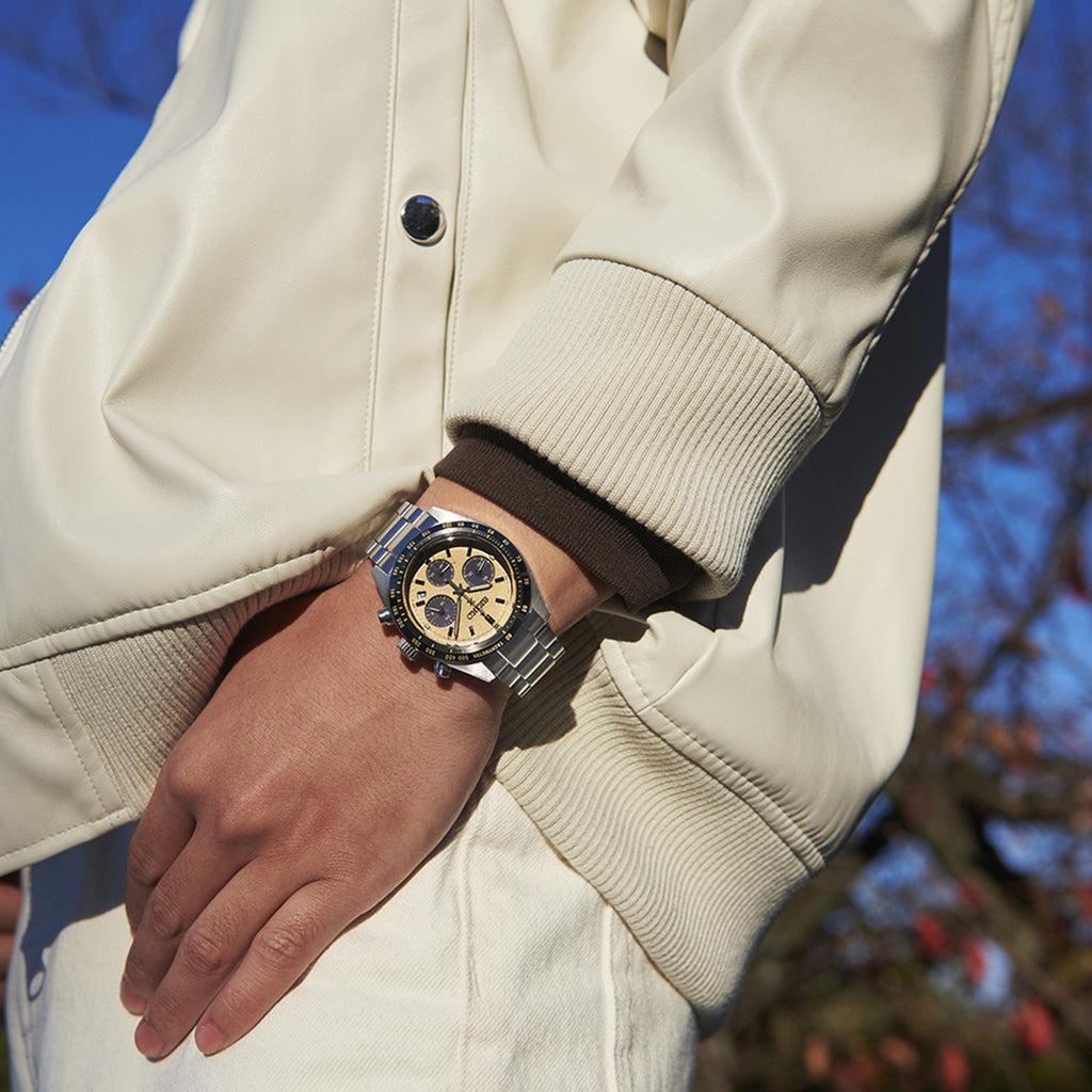 Prospex Men Solar Beige Dial Chronograph Stainless Steel Watch SSC817P1