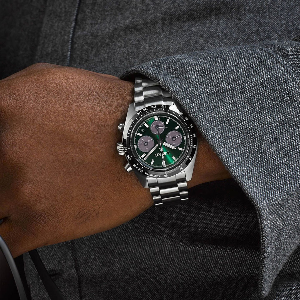 Prospex Men Solar Green Dial Chronograph Stainless Steel Watch SSC933P1