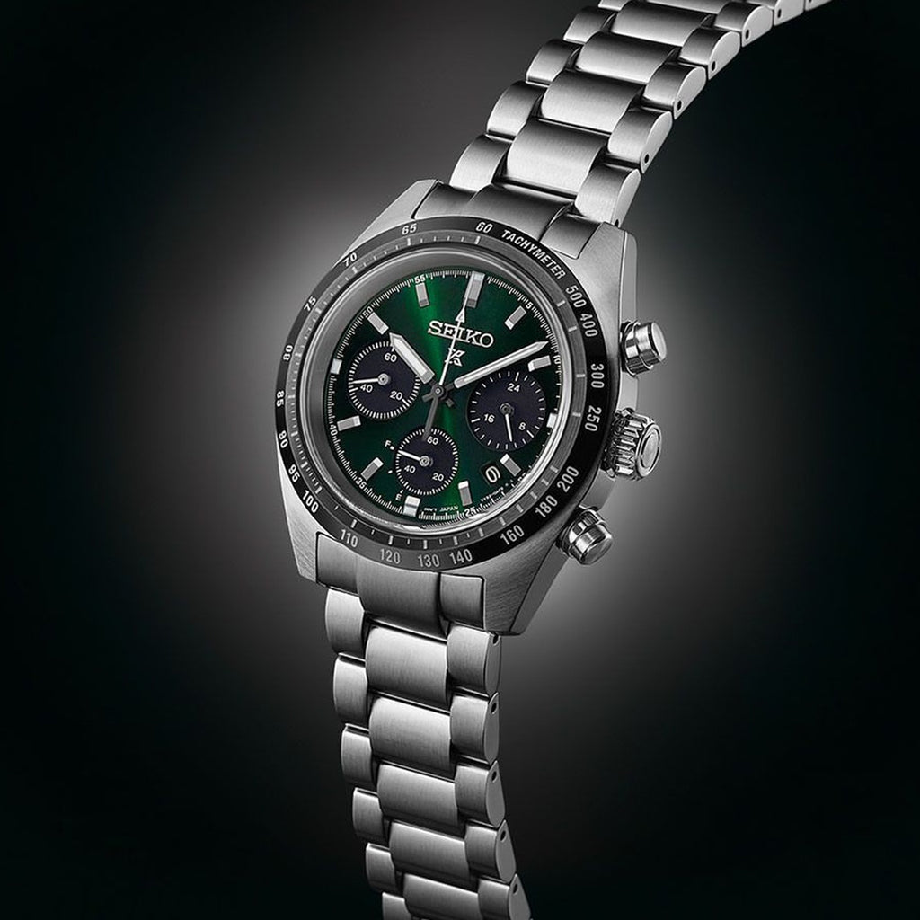 Prospex Men Solar Green Dial Chronograph Stainless Steel Watch SSC933P1