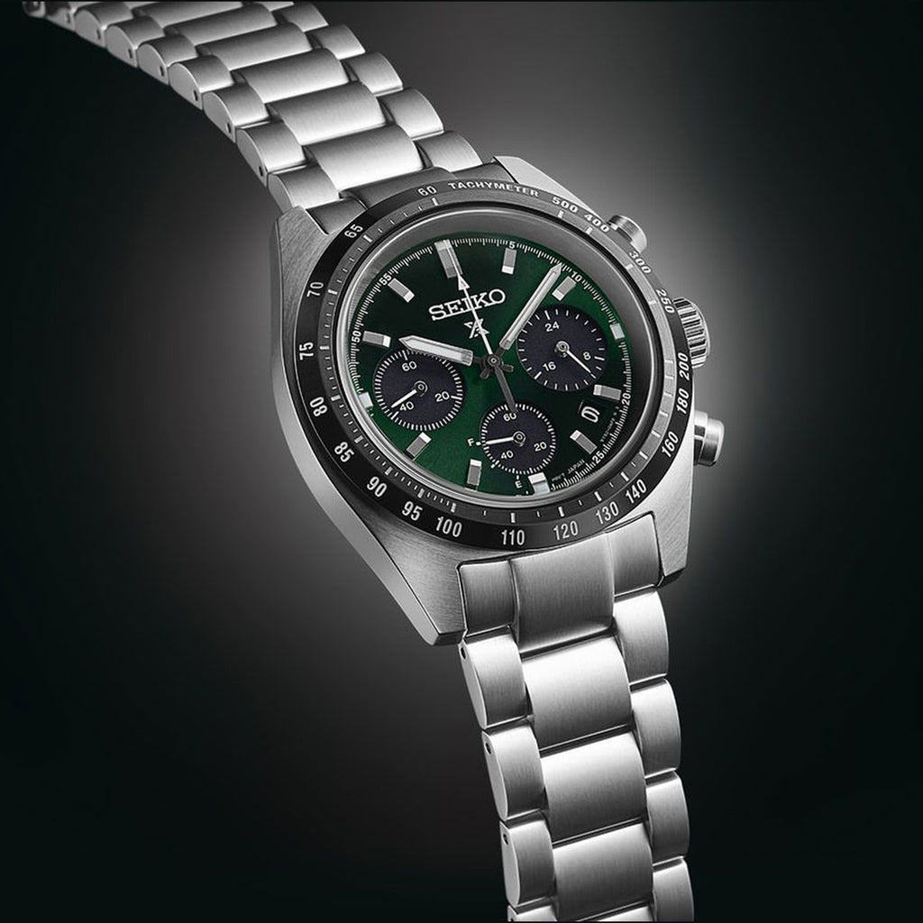 Prospex Men Solar Green Dial Chronograph Stainless Steel Watch SSC933P1