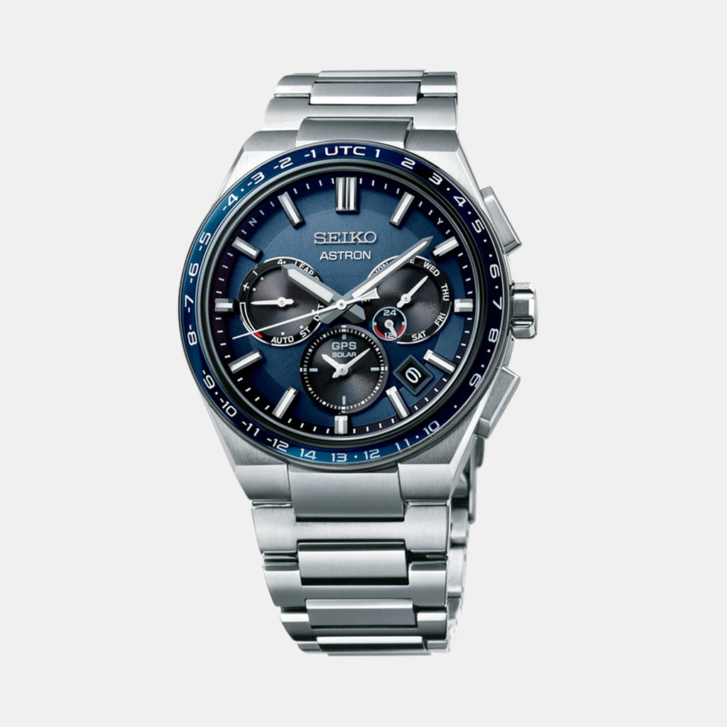 Seiko Round Blue Chronograph watch