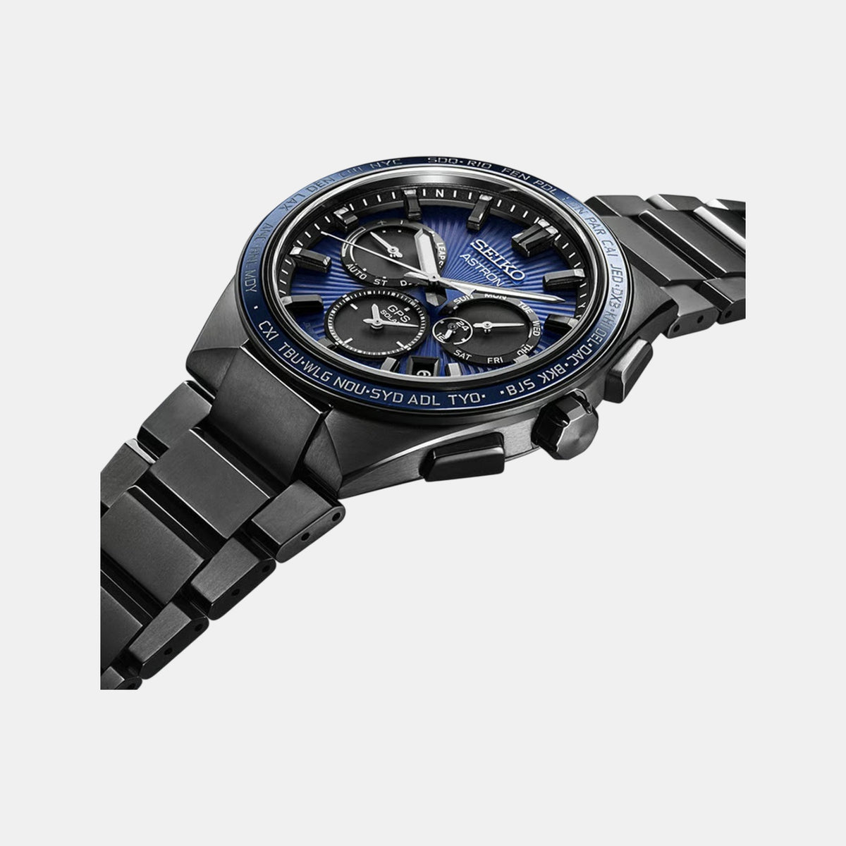Astron Men Solar Blue Dial Chronograph Titanium Watch SSH121J1