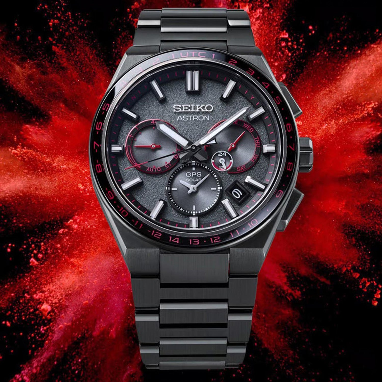 Astron Men 'Redshift' GPS Solar 5X Dual-Time Chronograph Limited Edition Watch SSH137J1