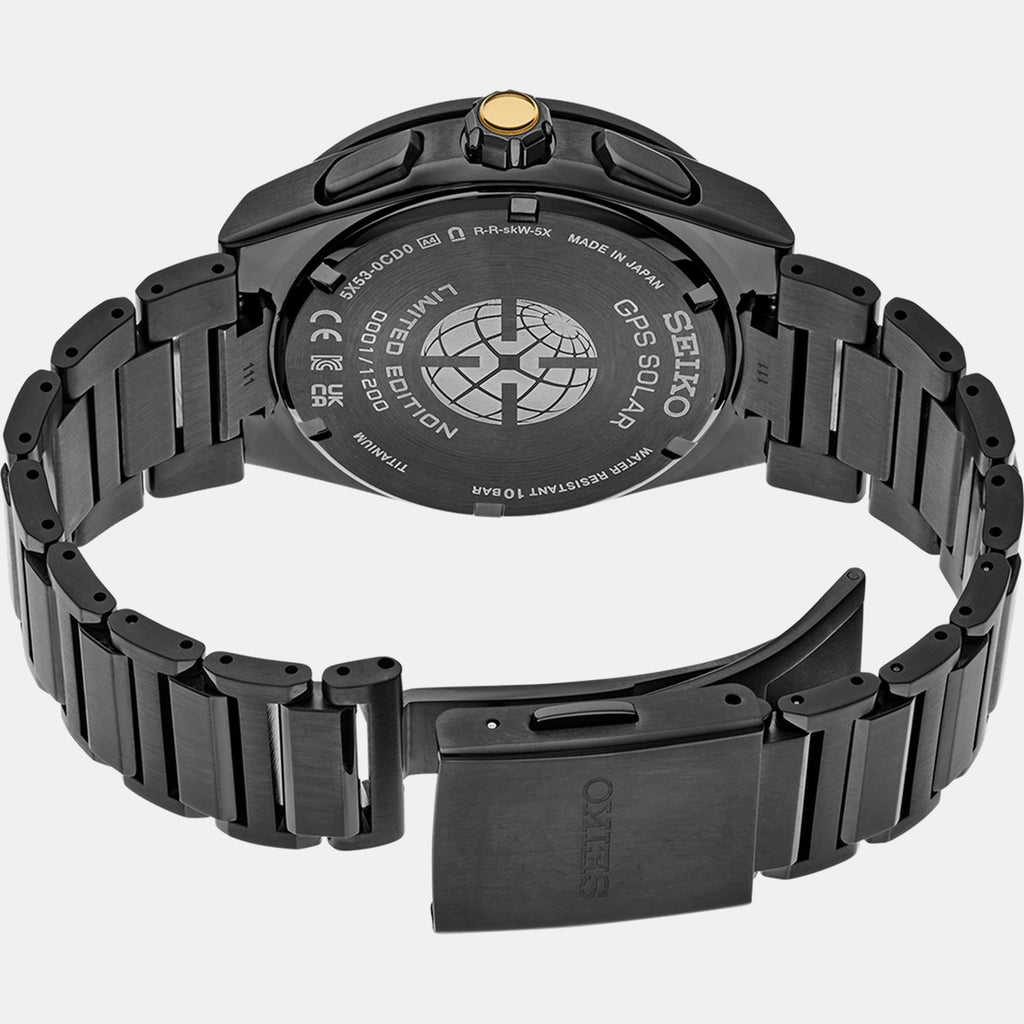 Astron Men Solar Blue Dial Chronograph Stainless Steel Watch SSH145J1