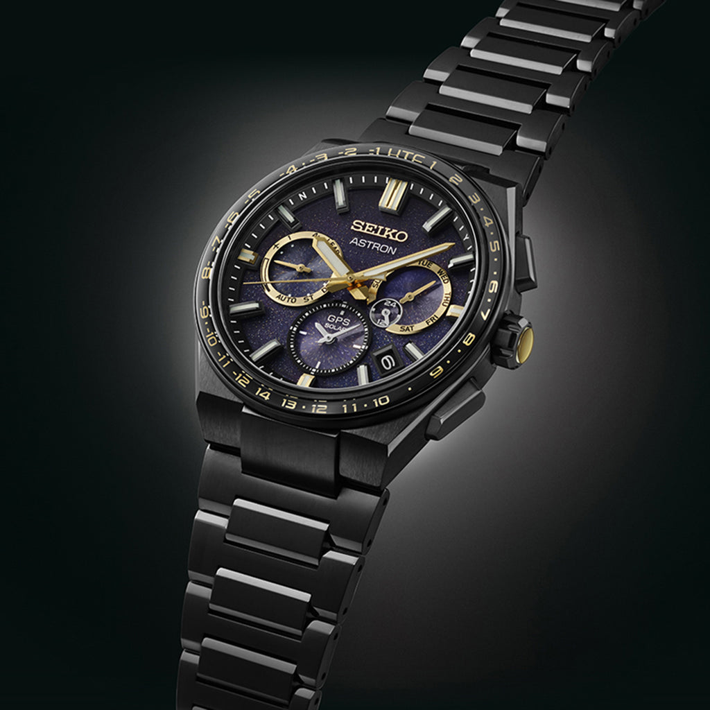 Astron Men Solar Blue Dial Chronograph Stainless Steel Watch SSH145J1