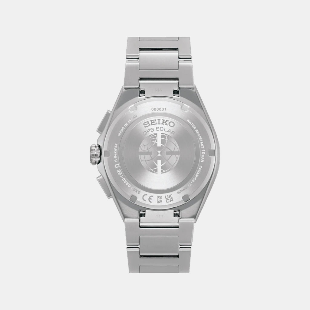 Astron Men Solar Sparkling Blue Dial Chronograph Stainless Steel Watch SSH153J1